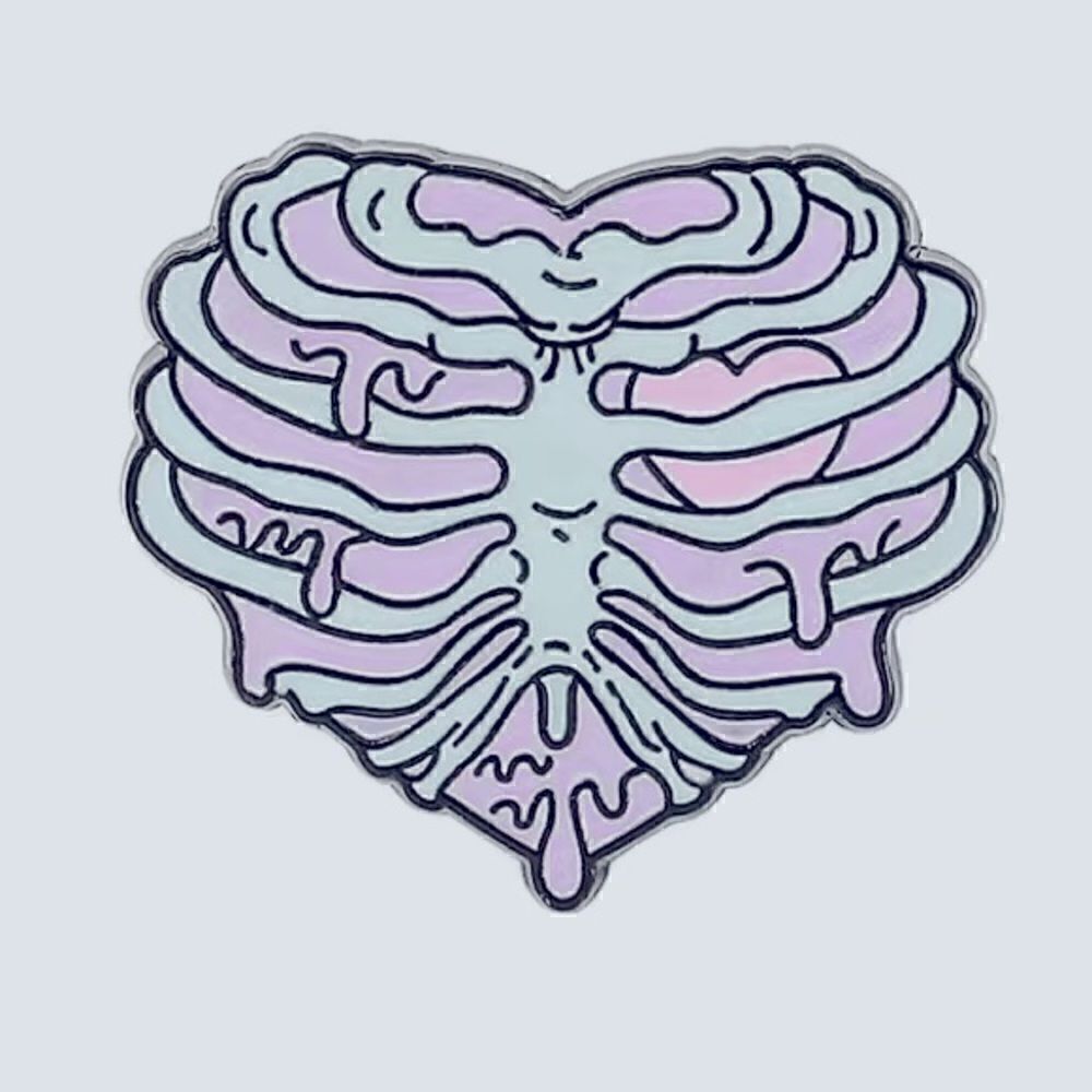 Ribcage heart enamel pin